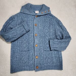 Vintage Thane Fisherman Cable Knit Button Front High Neck Cardigan Sweater
